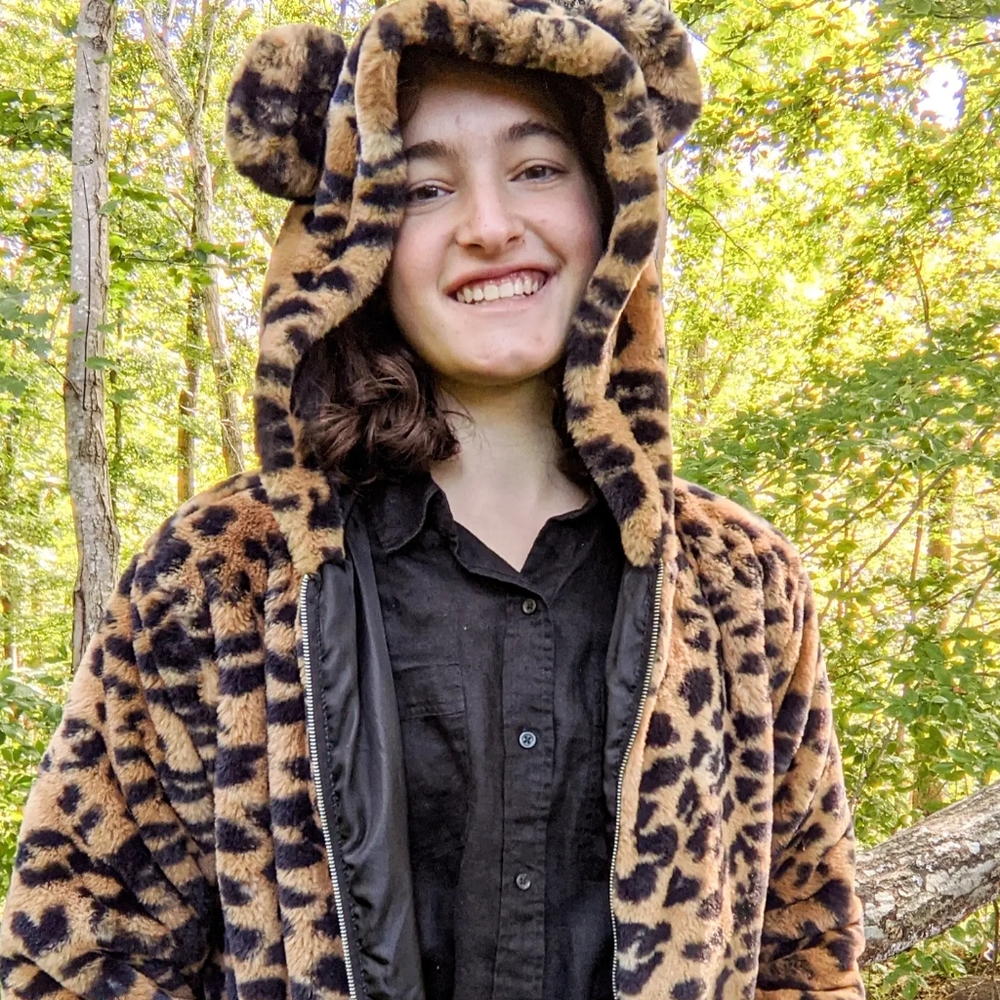 Wild Fable fuzzy cute leopard jacket with ears